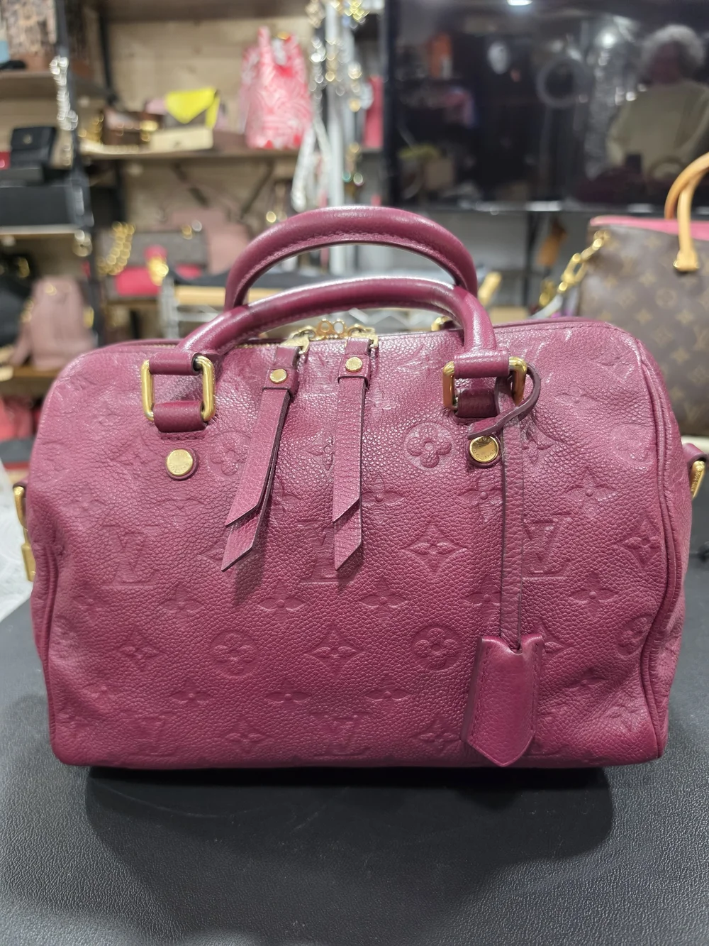 Louis Vuitton Monogram Empreinte Speedy Bandoulière 25 In Aurore (Plum) EUC
